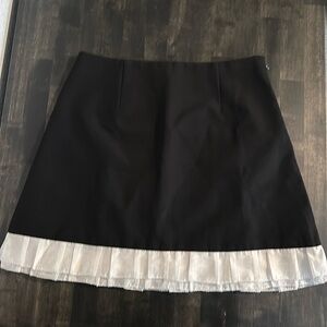 Ochirly Black Mini Skirt with Pleated White Trim Size Small